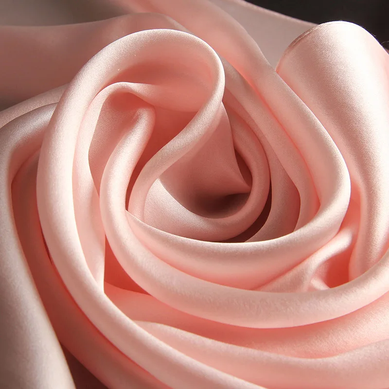 Натуральный шелк шарфы и шали зимний женский шелковый шарф роскошный бренд чистый Шелковый шарф шаль длинный мусульманский натуральный шелковый шарф - Цвет: Pink