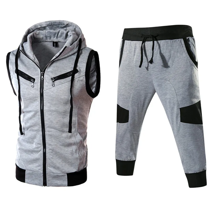 Men's Hooded Vest Self cultivation Vest Multiple zippers Sleeveless Top
