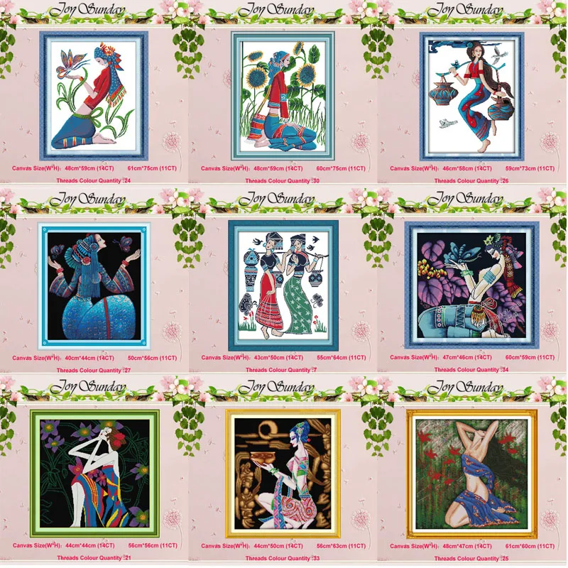 

Minority girls painting counted Cross Stitch 11CT 14CT Cross Stitch Set Wholesale DIY Cross-stitch Kit Embroidery Needlework