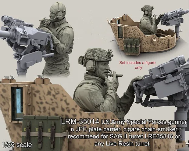 1/35 масштаба Современный США спецназ гуннер(включая 2 головок) Неокрашенная Смола Модель комплект рисунок