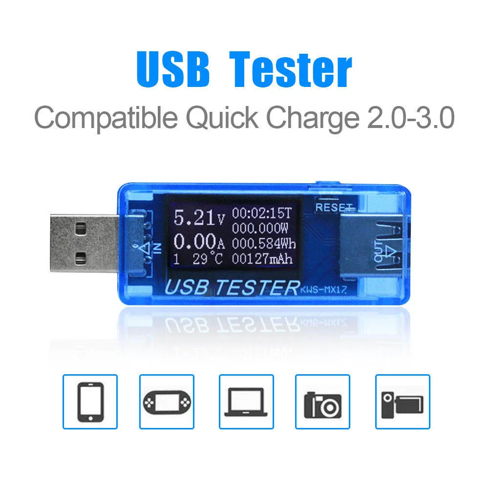 

8 In 1 Multifunction USB Detector Voltmeter Ammeter Power Capacity Tester Voltage Current Meter HR