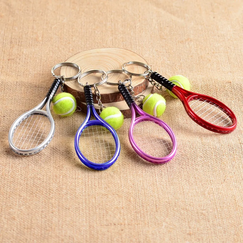 

1pc Mini Metal Tennis Racket Handmade Souvenir Cute Tennis Racquet Ball Key-chain Keychain Car Bike Keyring Novelty Gift
