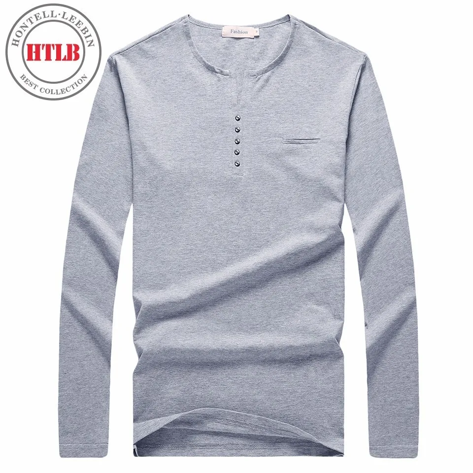 

HTLB Hot Sale Brand New Autumn High Elastic Cotton Casual T-shirts Men's Long Sleeve O-Neck Soft Spandex Solid T-Shirt M-3XL
