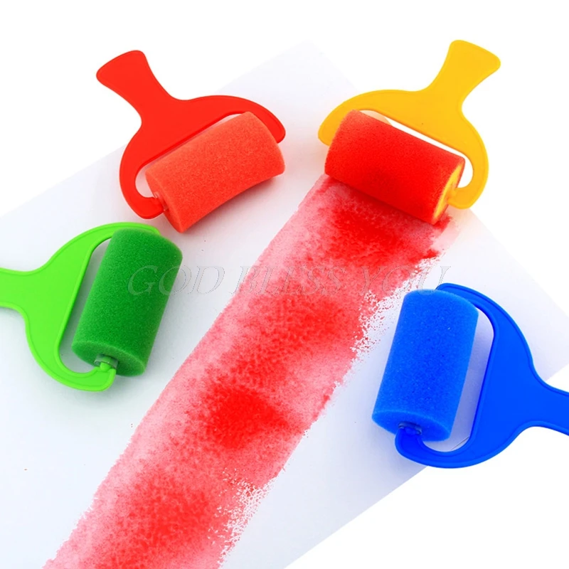 

4PCS Sponge Roller Stamper Foam Graffiti Paint Crafts Stamps Kids Toy Children