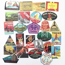 56pcs Retro Style Travel Hotel Logo Paris Rome Trip Luggage Stickers for Laptop Luggage car Toy