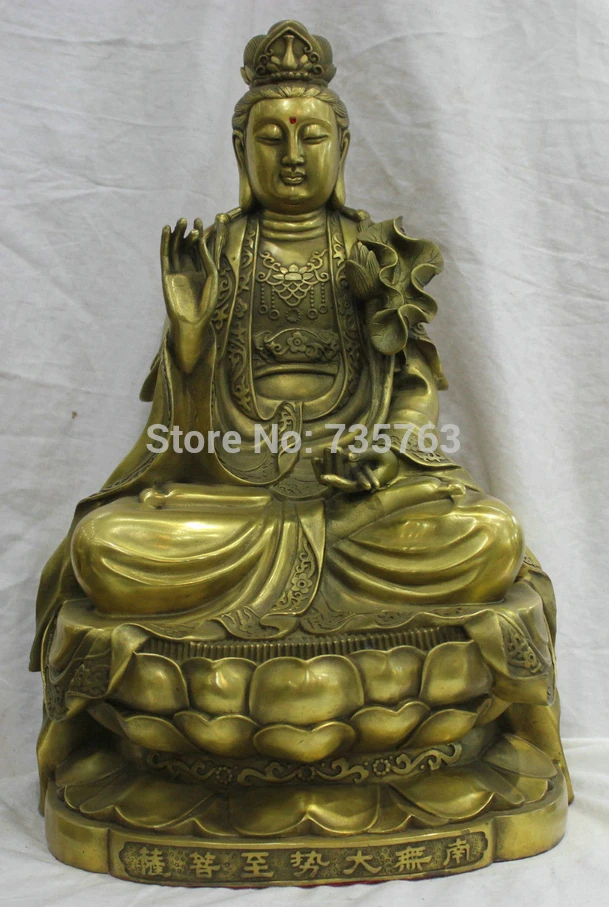 

xiuli 001947 15''Chinese Tibetan Buddhism Pure Bronze statue GuanYin Goddess of Mercy Buddha