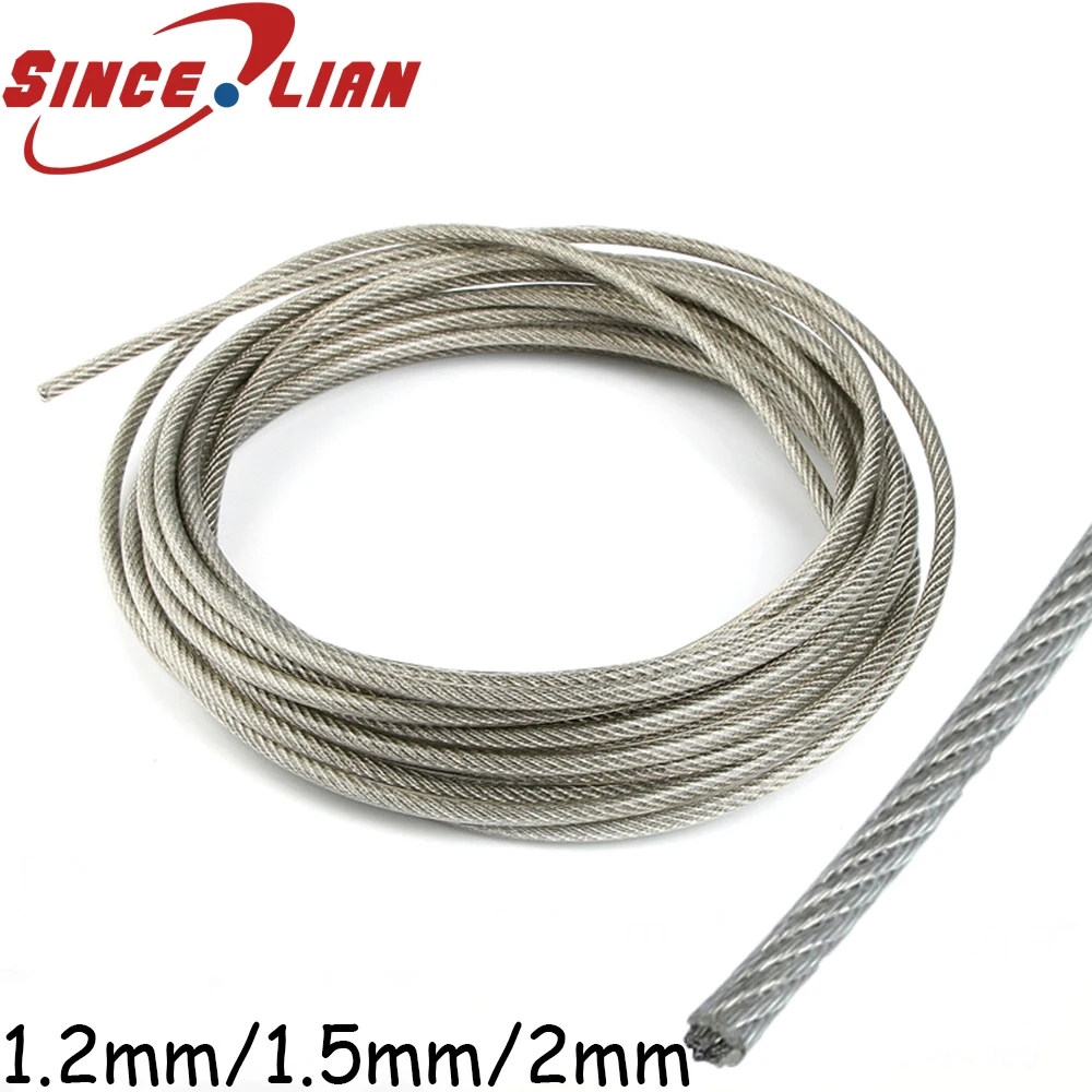Flexible Multi-Purpose DIY Outdoor Safety Guide Wire Rope 3//16 Vinyl Coated Galvanized Steel Cable with Loop Ends 1//8 Core Diameter PSI 5 feet, Clear 7x19 Braids