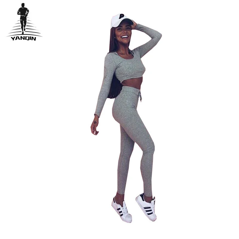 YANQIN Mulheres Sexy Esportes Fitness Yoga Definir Mangas Compridas