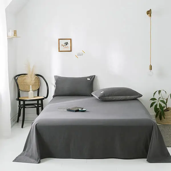 

High Quality 100% Washed Cotton Flat Sheet Solid Color Bed Sheet Pillowcases Queen King Full Twin Size Bedsheet Sabanas