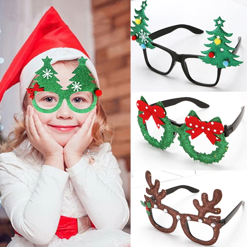 

Sen Maries Eyeglass Frame Christmas Decorative Glasses For Women Girls Birthday Party Antlers Red Hat Creative Children's Gifts