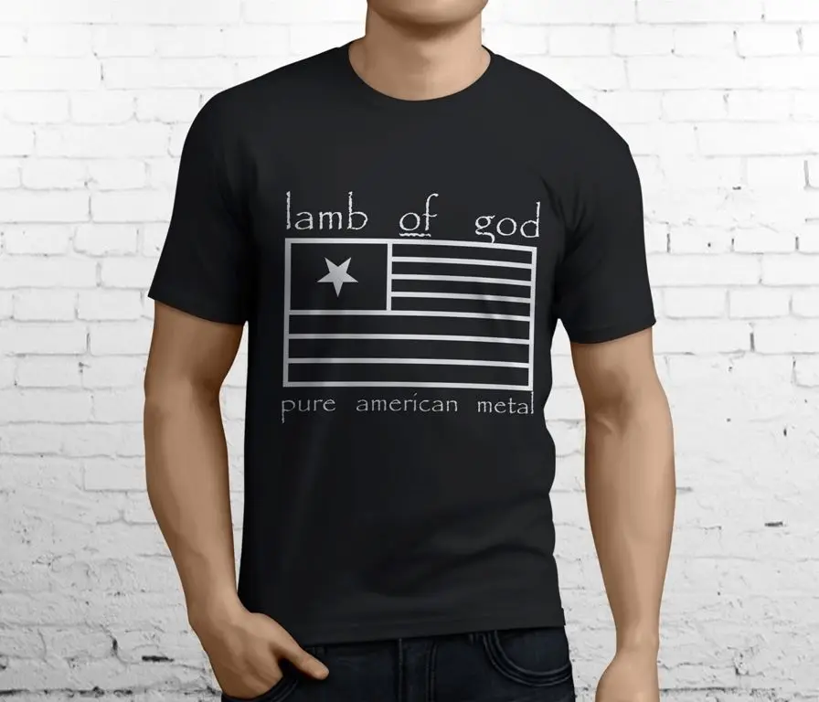 Новые популярные lamb of god pure american metal Для мужчин черный футболка с принтом Летний