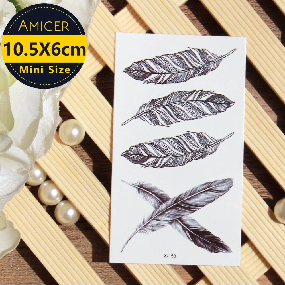 

Waterproof Temporary Tattoo sticker feather tattoo totem Water Transfer fake tattoo flash tattoo for men women girl