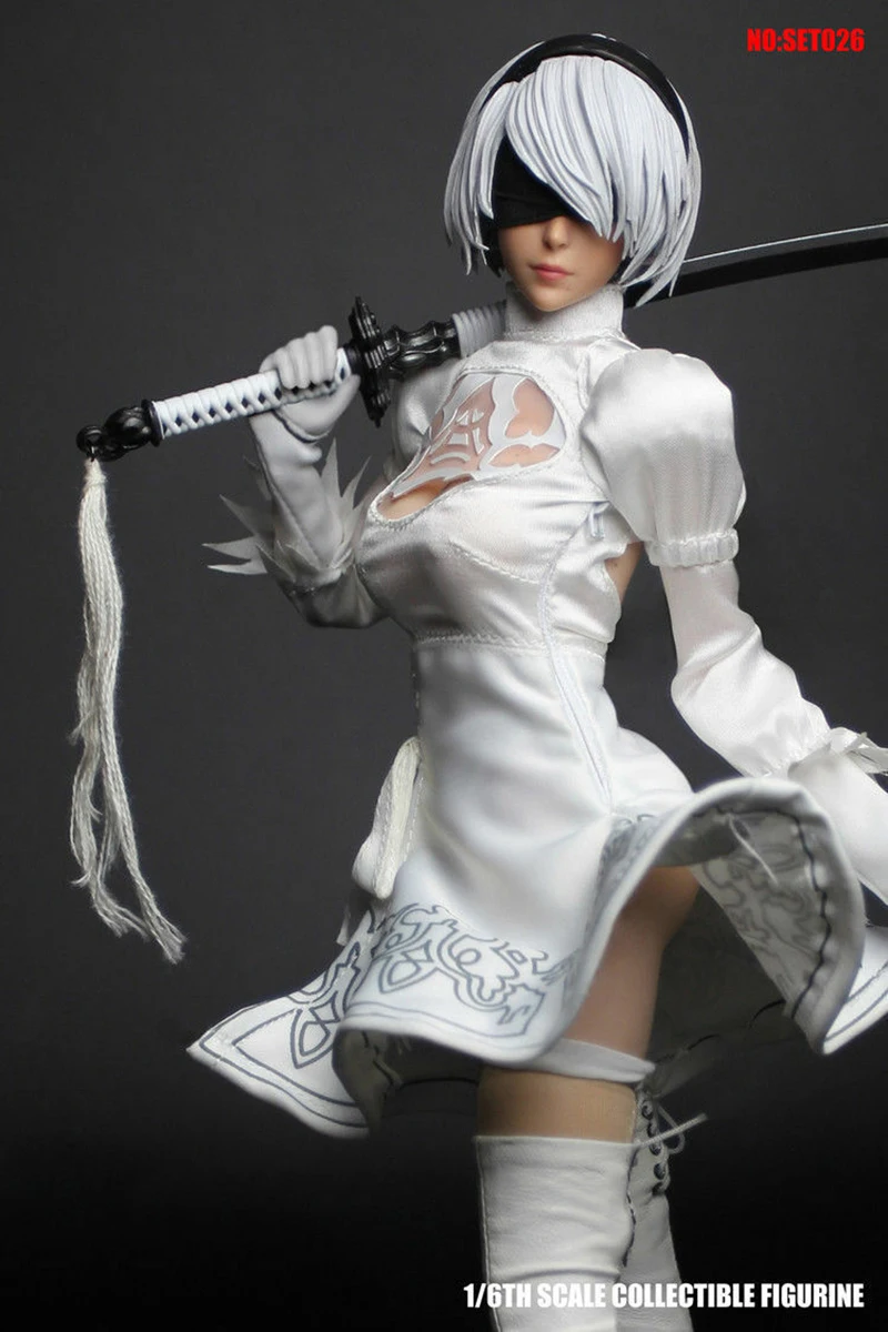 Сексуальный 1/6 масштаб женская фигура NieR Automata 2B Йорга женская голова белый костюм SET026 Косплей модель аксессуар для 1" бледное тело
