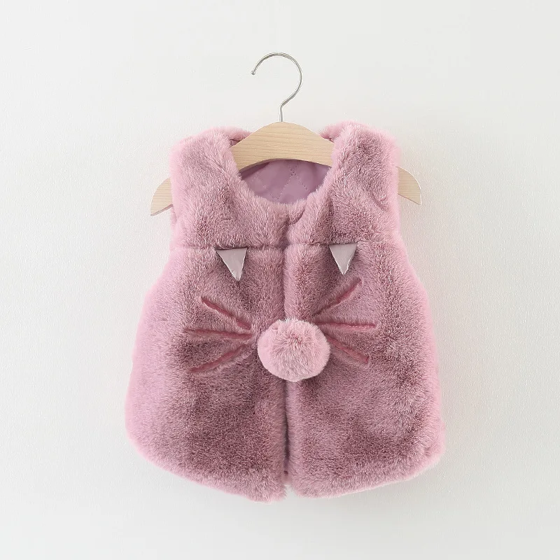 

High End Toddler Girl's Waistcoat Children Fur Coat Warm Fleece Jackets for Kids Fashion Girls Clothing