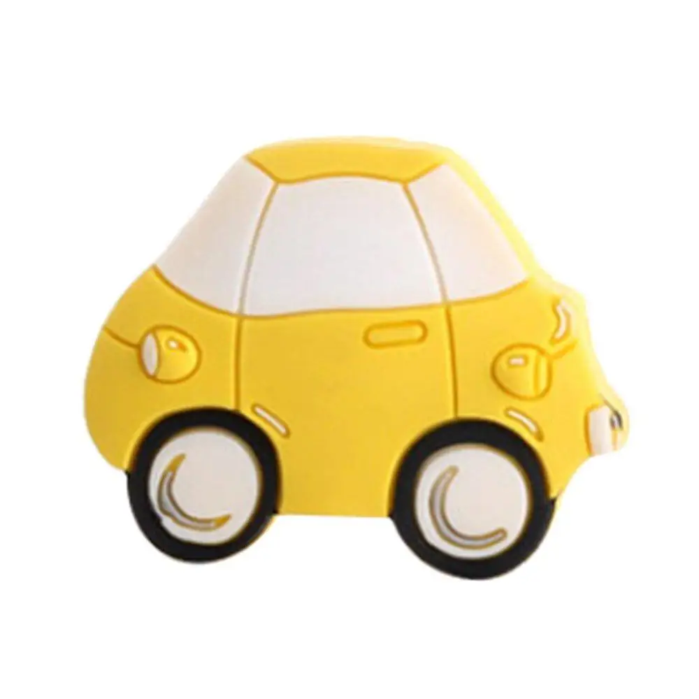 1х детский шкаф для хранения ручки мягкие резиновые мультфильм ящик Шкаф Дверь детской комнаты ручки ручка - Цвет: Yellow car
