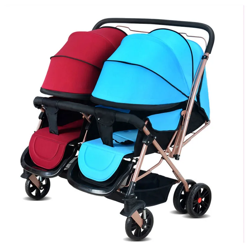  Convertible Push Handle Twins Double Baby Stroller Can Sit Lie Lightweight Double Stroller Pram Bab