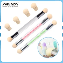 1Pcs Nail Sponge Brush UV Gel Painting Nail Gradient Shading Pen Nail Art Sponge Brush with 6 Sponge Head FreeShipping 3 Colors