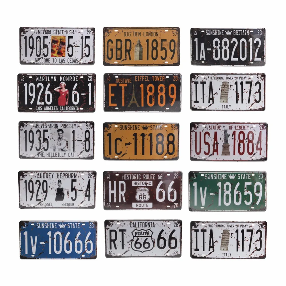 

Craft Art Vintage Decoration Retro Wall Decor 15.3*30.5cm Metal License Plate