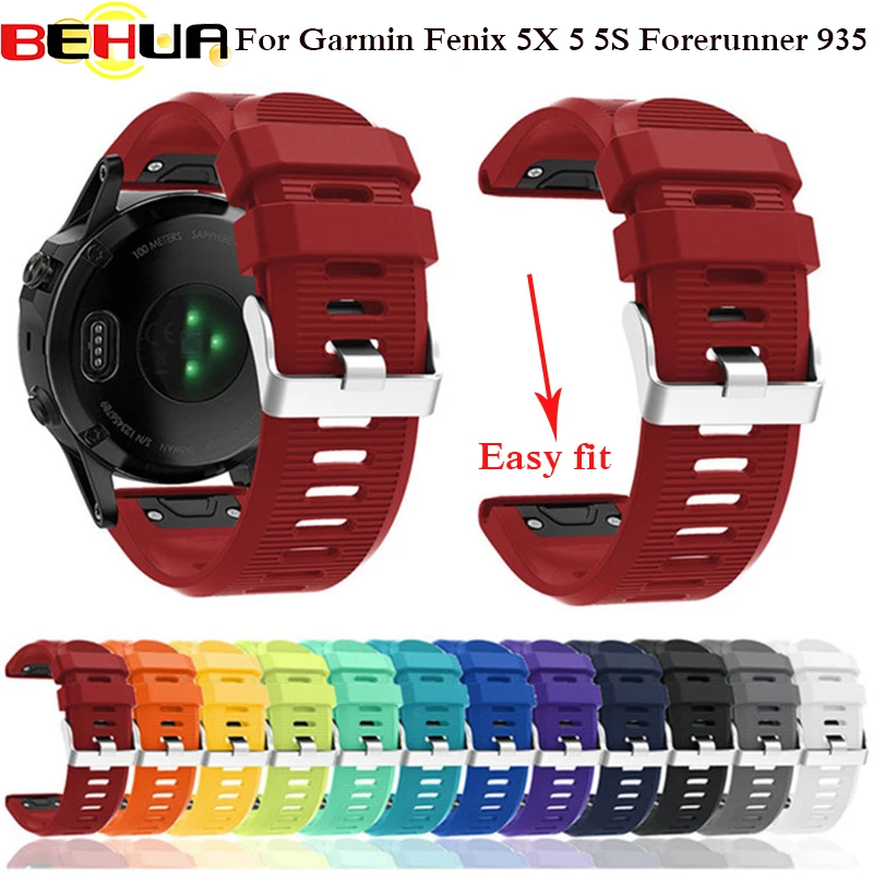 

26 22 20MM Watchband for Garmin Fenix 5X 5 5S Plus 3 3 HR Forerunner 935 Watch Quick Release Silicone Easy fit Wrist Band Strap