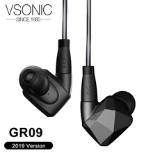 VSONIC GR09 Динамический драйвер HIFI наушники-вкладыши профессиональная шумоизоляция IEM со съемным кабелем MMCX