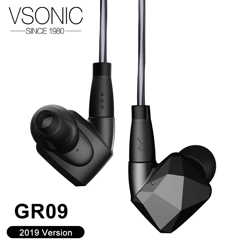 

VSONIC GR09 2019 Dynamic Driver HIFI In-Ear Earphone Professional Noise Isolation IEM with MMCX Detachable cable