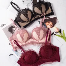 Комплект нижнего белья пуш-ап, сексуальное нижнее белье, женские трусики, бюстгальтер с вышивкой, кружевное соблазнительное нижнее белье, Женский хлопковый бюстгальтер с подкладкой