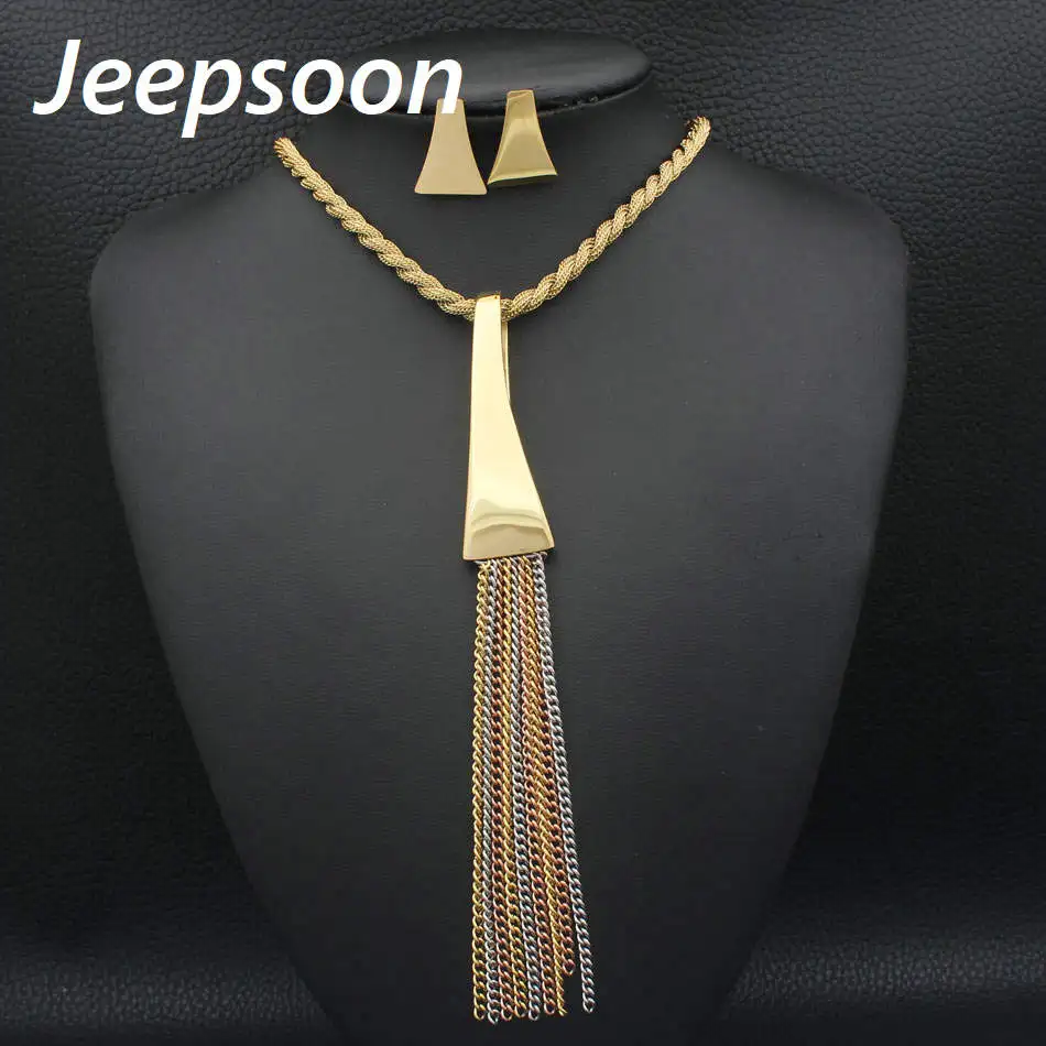 Newest Twist necklace and tas Stainless Steel fashion Jewelry Gold color Necklace Pendant Stud
