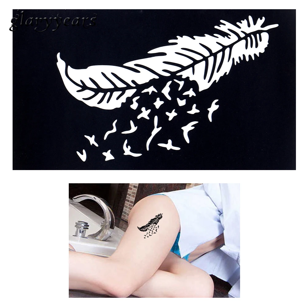 038 30 De Réduction1 Pièce Corps Peinture Henné Tatouage Pochoir Plume Dessin Design Beauté Femmes Pieds Main Art Henné Modèle Tatouage