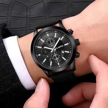 

2019 New Business Men Watches Luxury Crystal Stainless Steel Dial Leather Analog Quartz Wrist Watch relogios masculino Clock