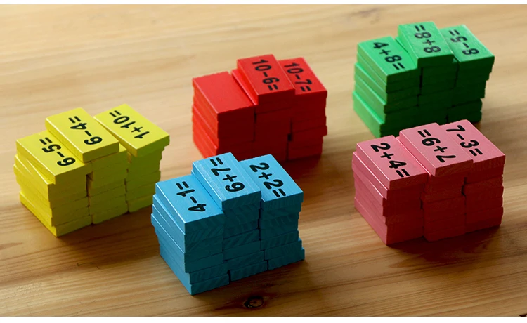 Деревянный игрушечный блок домино Монтессори, деревянные математические игрушки для детей 3-4-5-6-7-8 лет, счетная игра, забавные подарки для детей