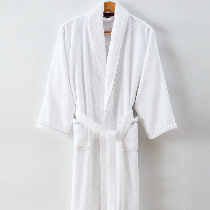 Мужской зимний хлопковый махровый халат, теплый мягкий махровый банный халат с капюшоном, мужской серый белый кимоно, длинный осенний Халат