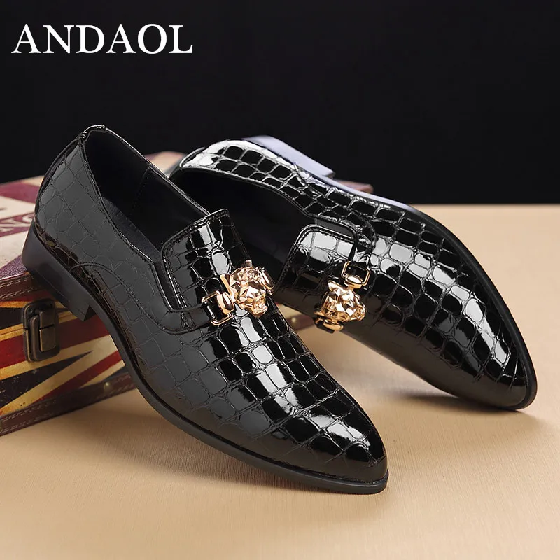 Negócios Couro Sapatos Crocodilo Dos vermelho azul Vestido Andaol Pele De Preto Luxo Do Alta Partido Casuais Casamento Qualidade Homens on Escritório Loafers Slip tnqYxP