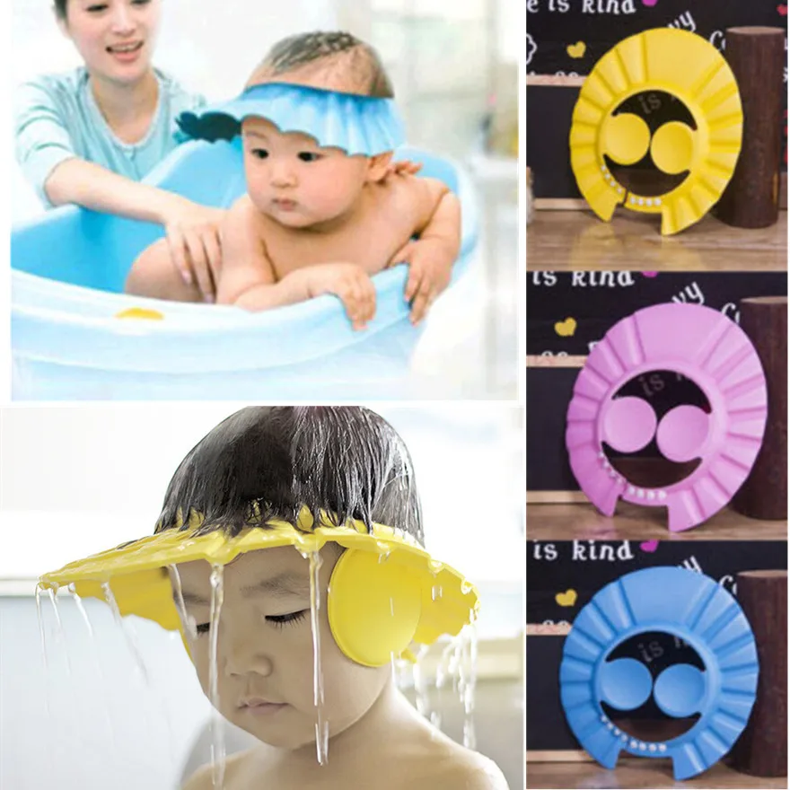 

2019 Cute Bathing cap Adjustable Baby Kid Shampoo Shower Bathing Bath Protect Ear Wash Hair Cap Hat