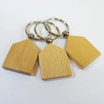 

Wholesale 500pcs Blank House Wooden Key Chain DIY Promotion Customized Key Tags Promotional Gifts - DHL Free Shipping