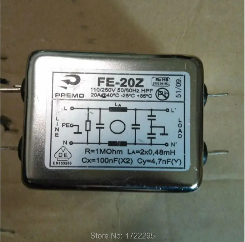 

Original FE-20Z RFI Power Line Filter low leakage current, good attenuation in a wide frecuency range Operating frequency 60Hz