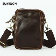 Пояса из натуральной кожи Для мужчин Сумки Винтаж поясная через ремень Повседневное сумка 5." мешок мобильного