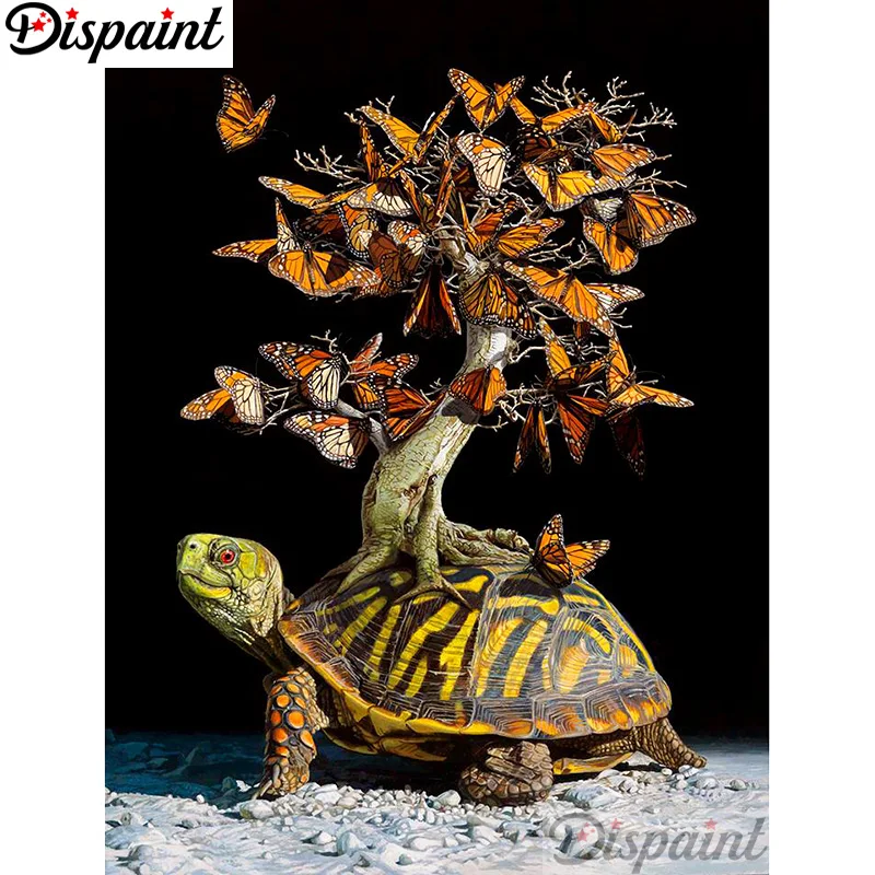 

Dispaint Full Square/Round Drill 5D DIY Diamond Painting "Turtle butterfly" 3D Embroidery Cross Stitch Home Decor Gift A12434