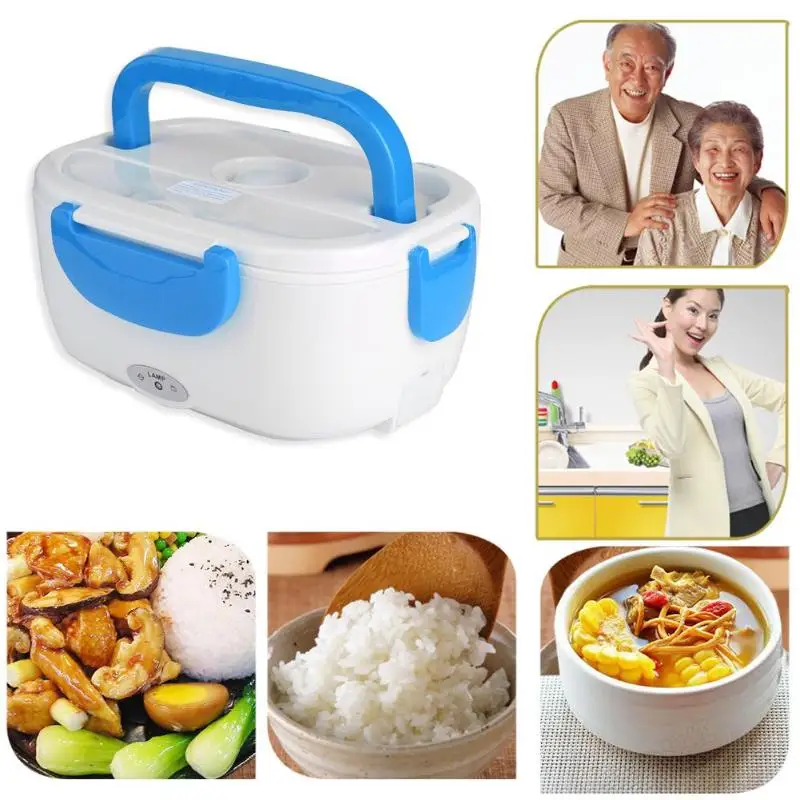 220V/110V 1.05L Portable Electric Heating Lunch Box Food Container Storage Heater Rice Container Dinnerware Sets for Home Car