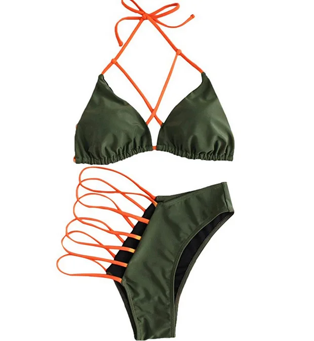 

2019 Sexy Solid Bikini Set Swimwear Women Push Up Swimsuit Neck Bandage Brazilian Summer Beach Bathing Suits female Biquini