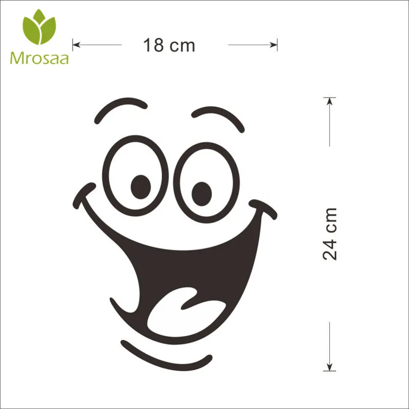 Mrosaa 1pcs 18*24cm SMILE Smiley Toilet Tiles Glass Furniture Bathroom Decorative Wall Stickers