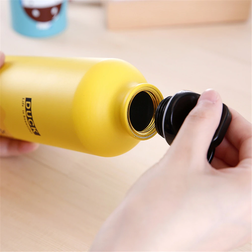 500ml Cute Water Bottle Portable Animal Cartoon Kids Drinking Water Bottle Stainless Steel Leakproof Bottle for Outdoor Travel