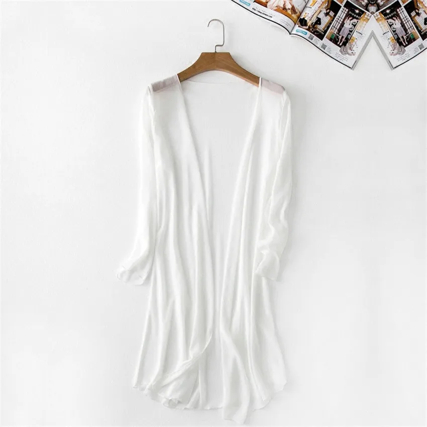 2018 Summer New Cardigan Loose Women Long Blouses Tops Plus Size Chiffon Beach Shirts Sunscreen Clothing Clothes Blusas WZ199 4