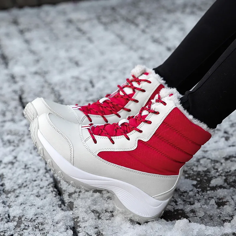 Зимние ботинки; женские ботильоны для женщин; теплая зимняя обувь на платформе с плюшевой стелькой; Botas; зимние кроссовки на шнуровке; Bota Feminina