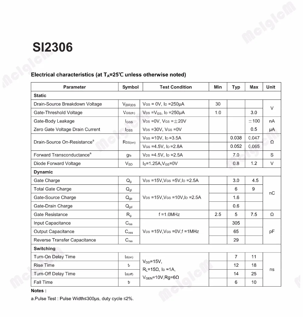 MCIGICM si2306 100 шт. 30 в а SMD полевой транзистор SOT 23 SI2306 транзистор|mosfet n-ch|smd transistortransistor