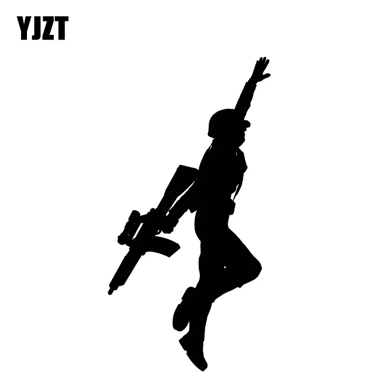 YJZT 8,5*14,9 см счастливый победитель танцующий солдат покрывающий тело классная наклейка воин черный/серебристый виниловая наклейка на