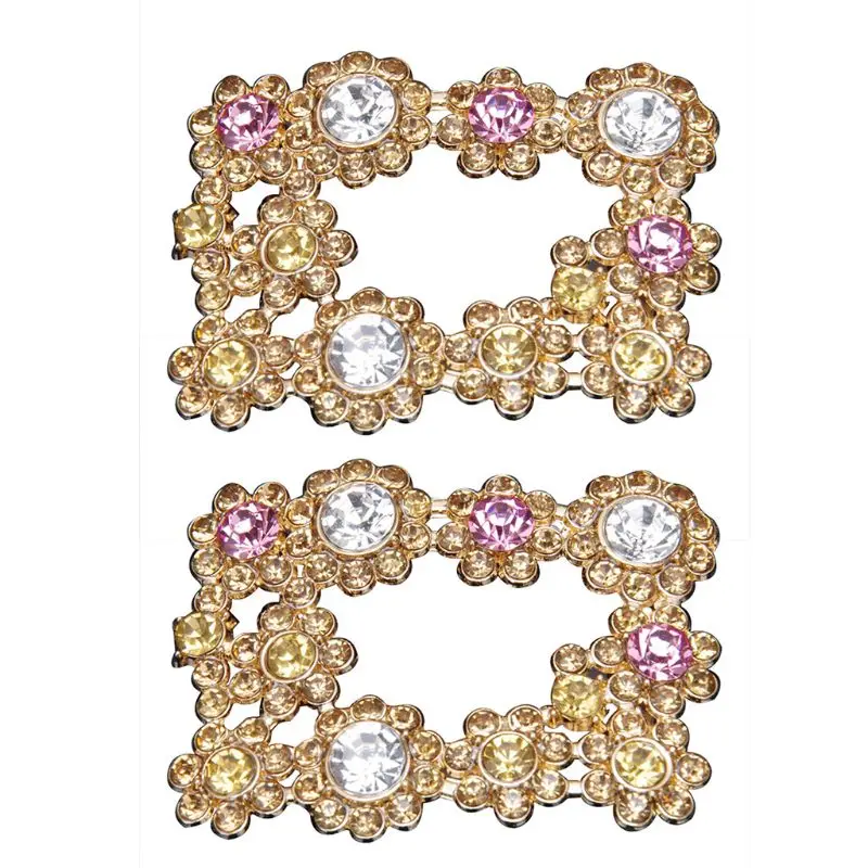 

Golden Rhinestone Luxury Fashion Women Wedding Bridal High Heel Decoration Colorful Charms DIY Ornament Lady Shoes Clips Buckle