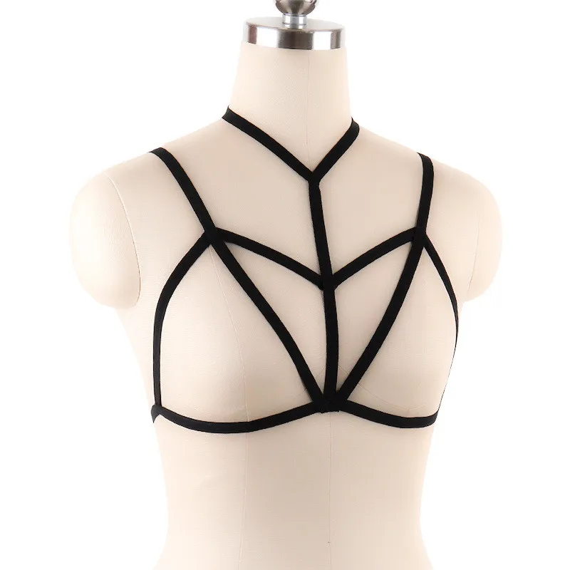 Women Bra Sexy Bandage Bra Women Fashion Ladies Halter Elastic Cage Erotic Hollow Strappy Bralette Bustier Underwear Camis Crop Tops