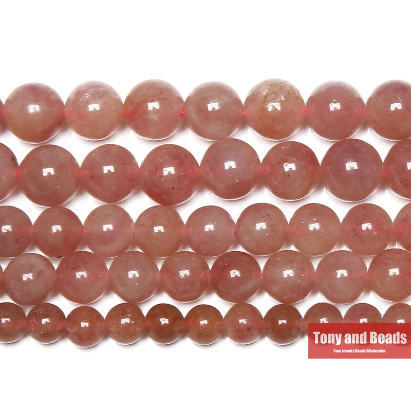 

Free Shipping Strawberry Quartz Crystals Loose Beads Stone 15" Strand 4 6 8 10 12MM Pick Size For Jewelry Making
