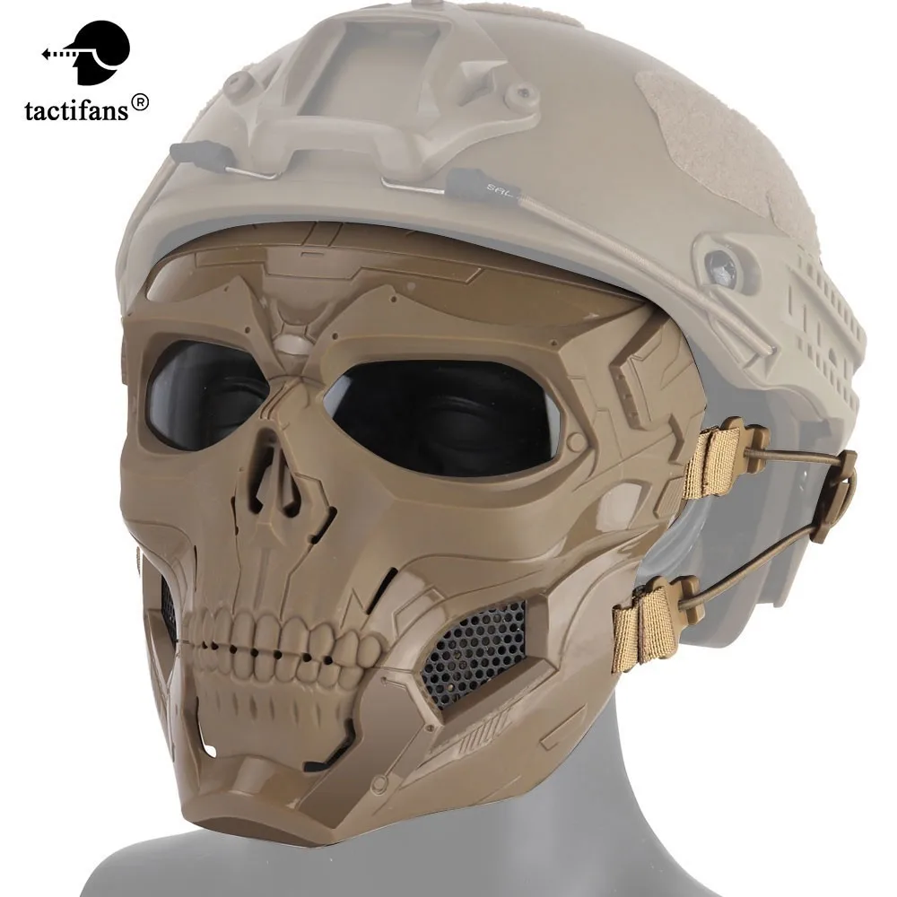 

Airsoft Shooting Tactical Hunting Equipment Gears Skull Messengers Unisex Full Protective Mask Helmet 2 Wearing Ways Accessories