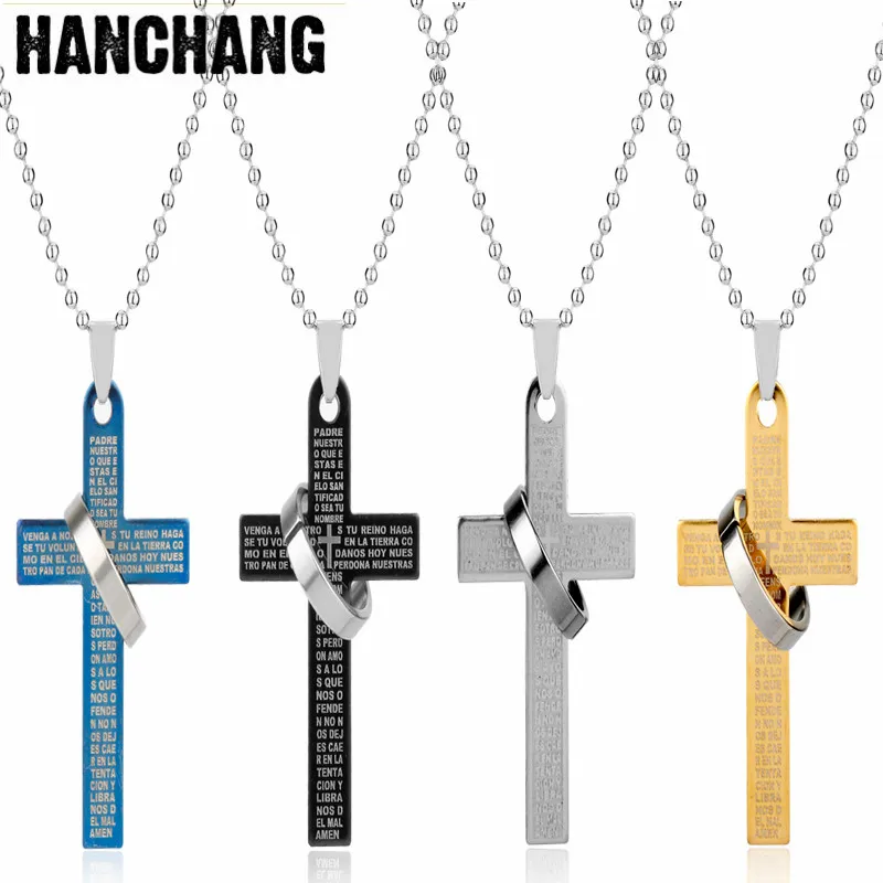 

Stainless Steel Necklace Horror Death Note Cross With Round Letter Pendant Necklace 4 Colors Bead Chain Necklace Chhristmas Gift
